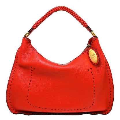 Fendi Selleria Logo Hobo Leather Large