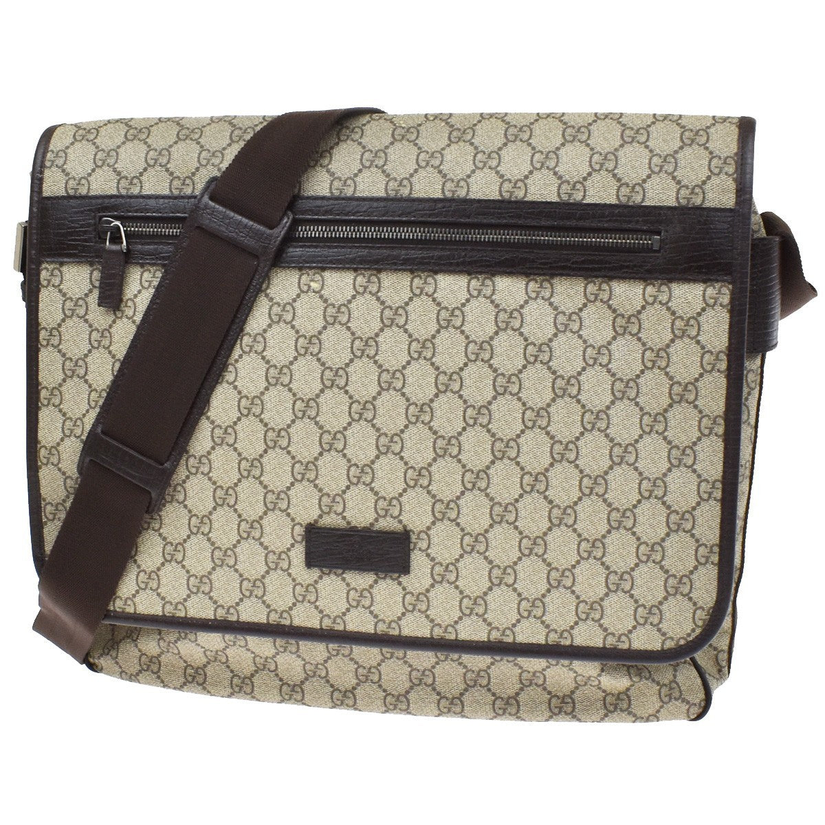 Gucci Web Strap Messenger GG Coated Canvas Large