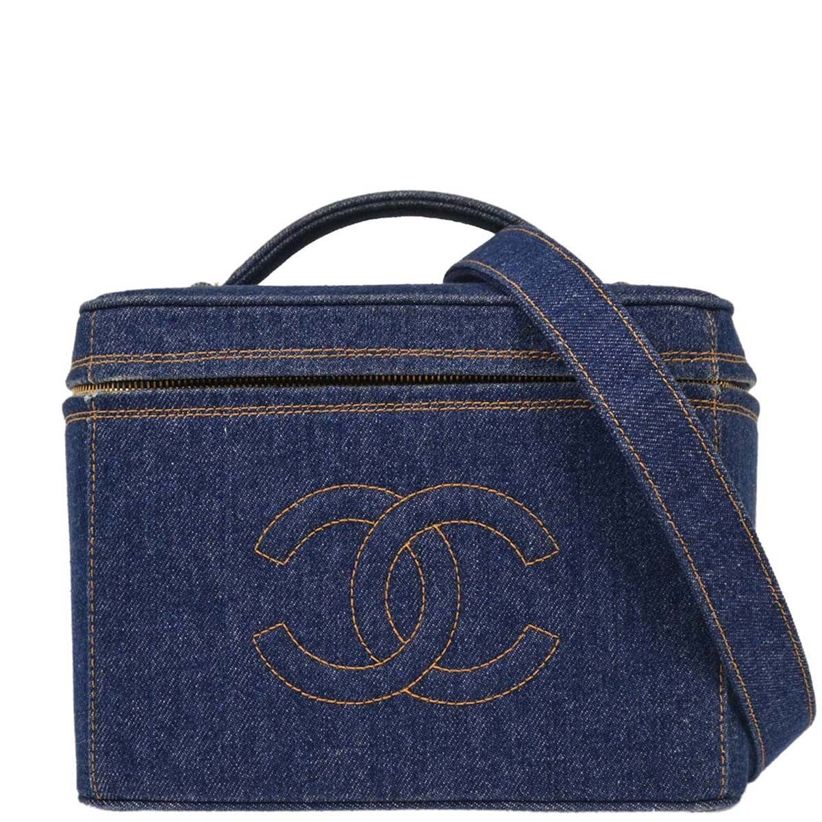 Chanel Vintage Vanity Case Printed Denim Medium
