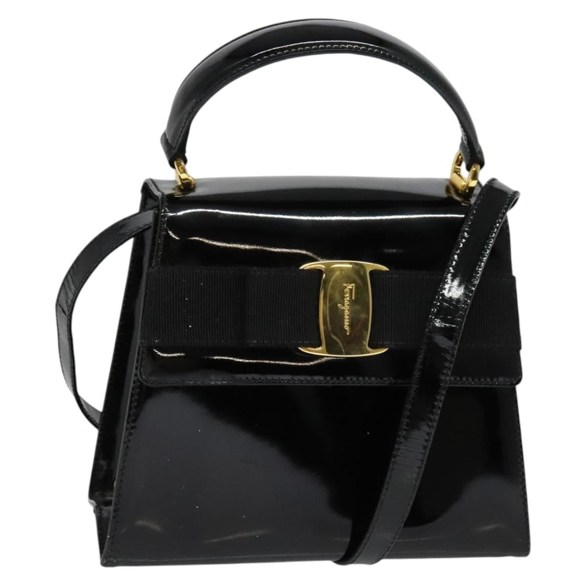 Salvatore Ferragamo Vintage Vara Bow Top Handle Bag Patent Leather Product Image