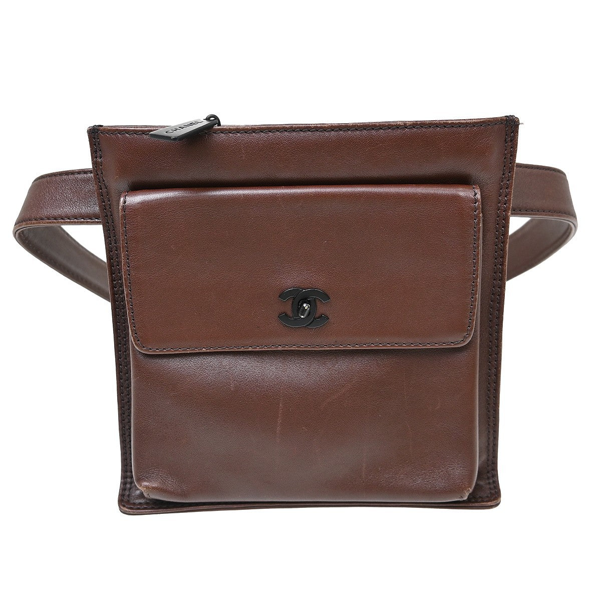 Chanel Vintage Front Pocket Waist Bag Leather Small