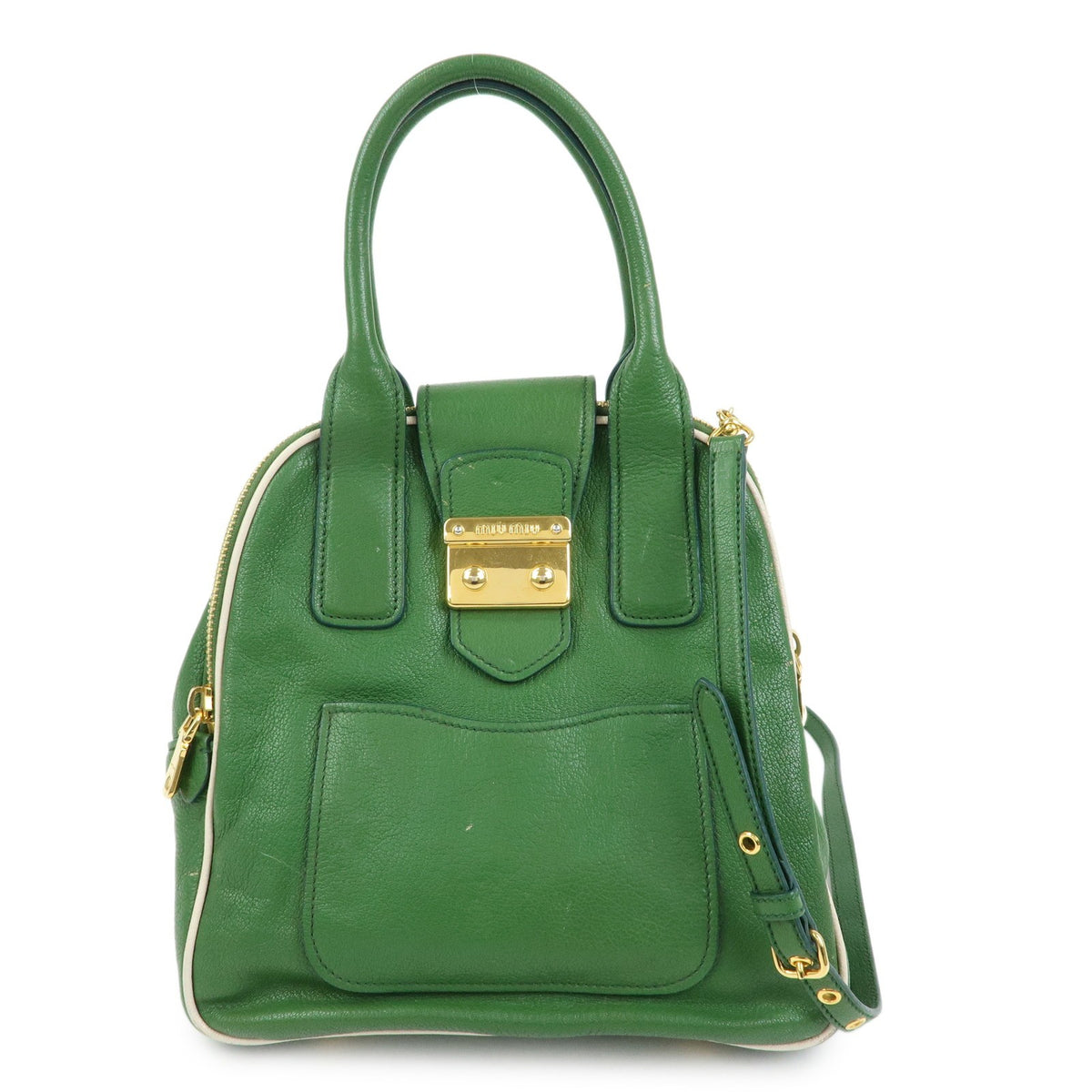 Miu Miu Madras Top Handle Leather Medium