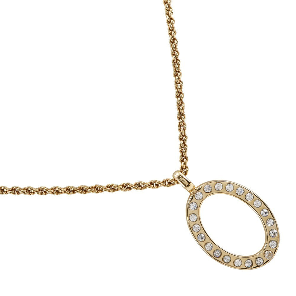 Christian Dior VIntage Circle Pendant Necklace Metal with Crystals Product Image