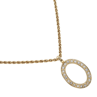 Christian Dior VIntage Circle Pendant Necklace Metal with Crystals Product Image