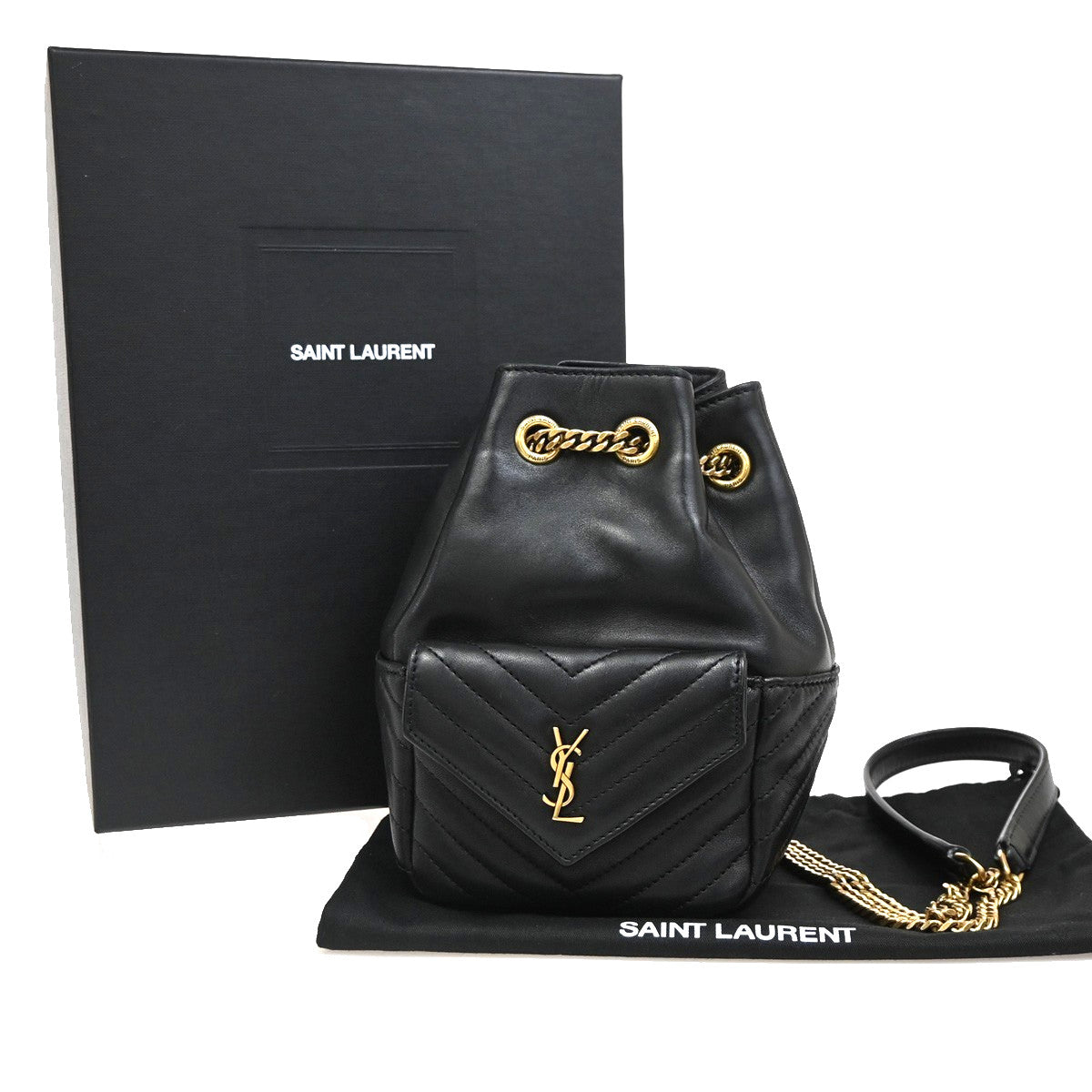 Saint Laurent Joe Bucket Matelasse Chevron Leather Mini