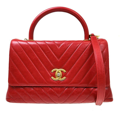 Chanel Coco Top Handle Chevron Calfskin Medium