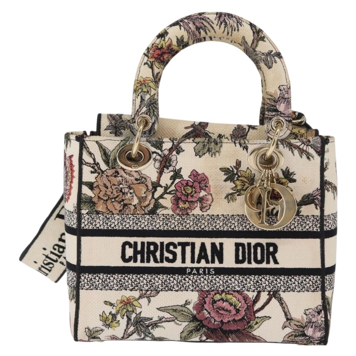 Christian Dior Lady D-Lite Bag Embroidered Canvas Medium