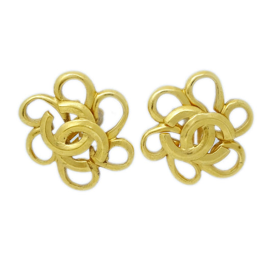 Chanel Vintage CC Flower Clip-On Earrings Metal Product Image