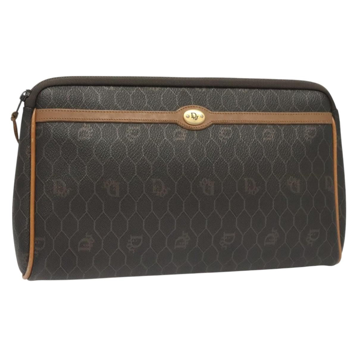 Christian Dior Vintage Honeycomb Zip Pouch Canvas and Leather Product Image