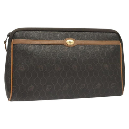 Christian Dior Vintage Honeycomb Zip Pouch Canvas and Leather Product Image