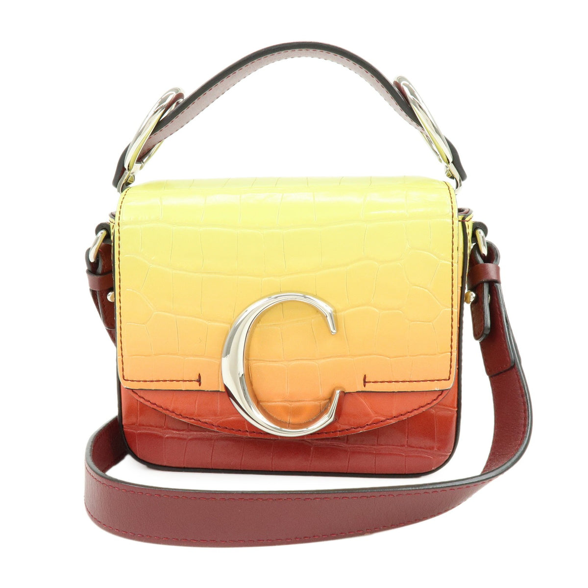 Chloe C Flap Crocodile Embossed Leather Small