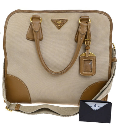 Prada Convertible Tote Canvas and Saffiano Leather Large