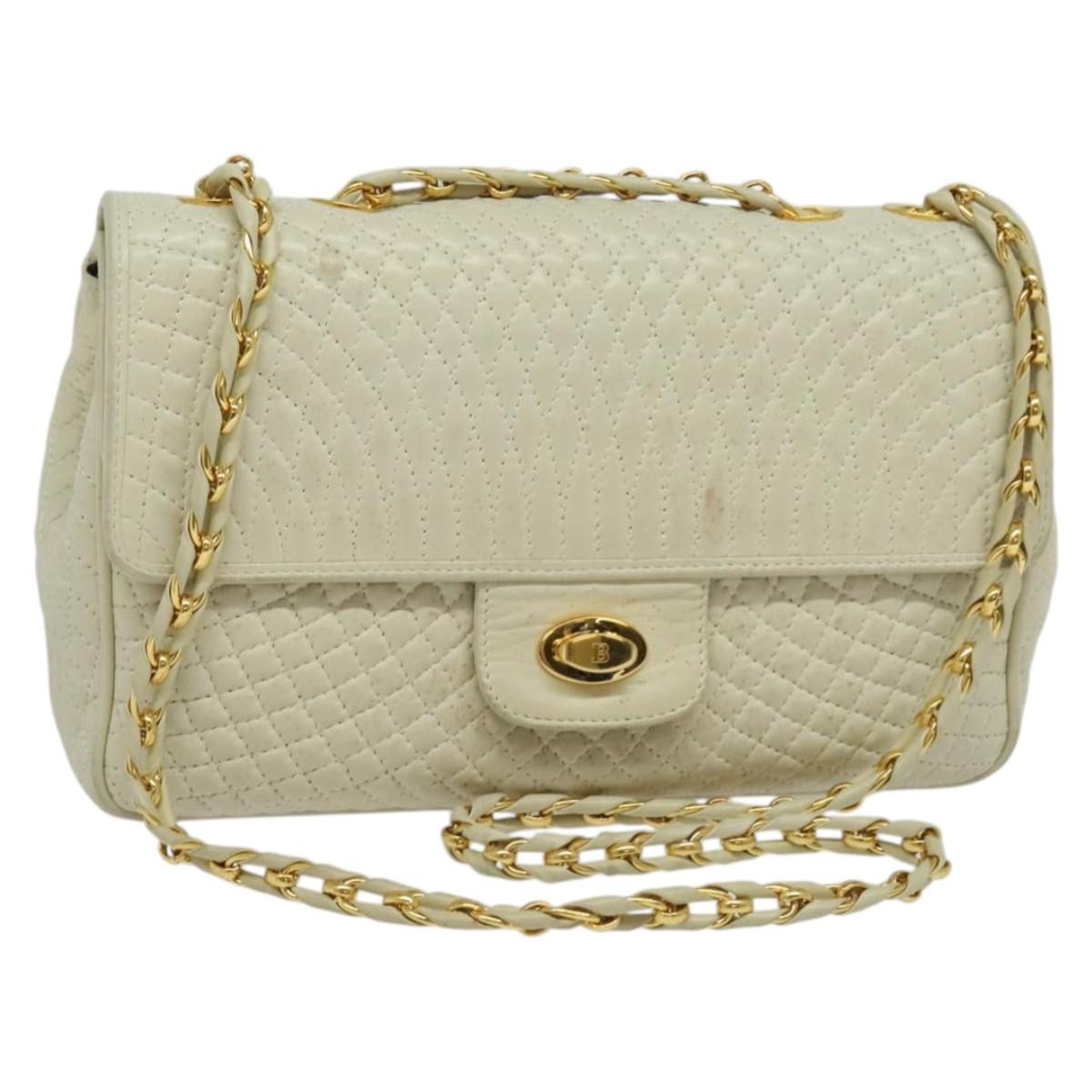 Bally Vintage Chain Shoulder Bag Quilted Leather Product Image