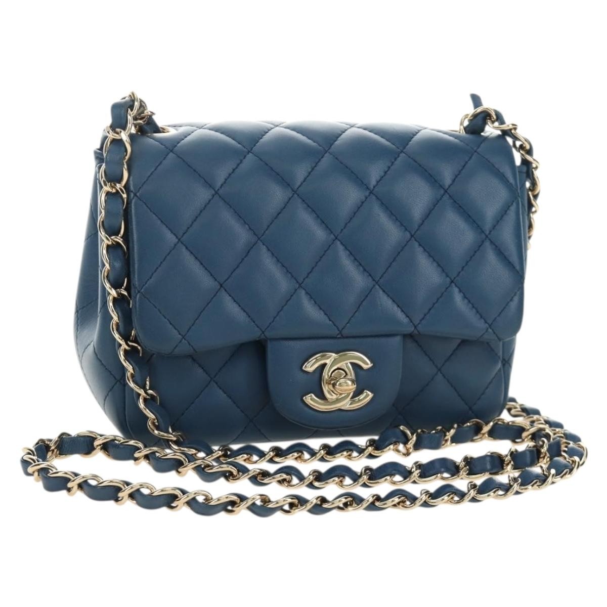 Chanel Square Classic Single Flap Bag Quilted Lambskin Mini