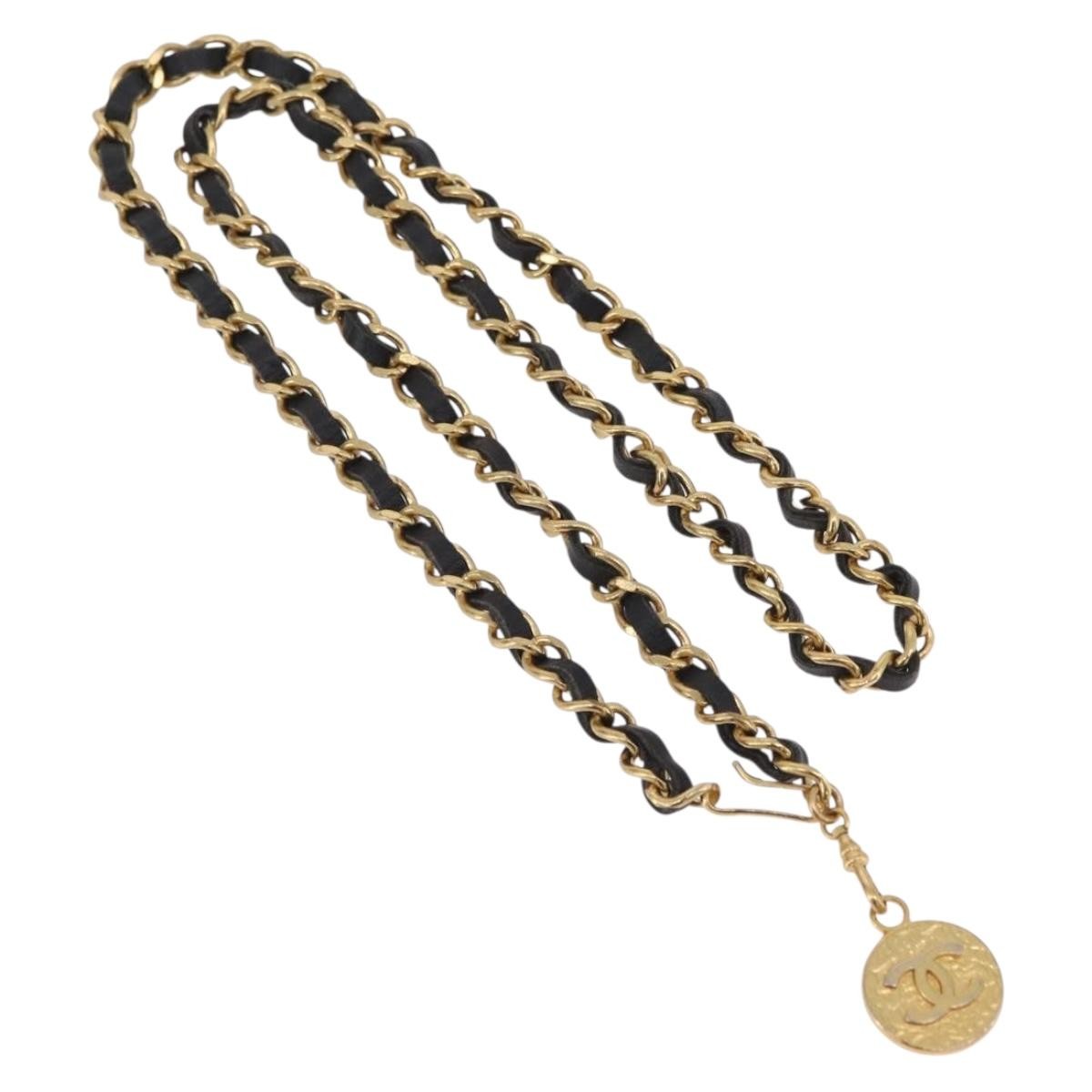 Chanel Vintage Logo Chain Belt Metal and Leather Product Image