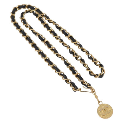 Chanel Vintage Logo Chain Belt Metal and Leather Product Image