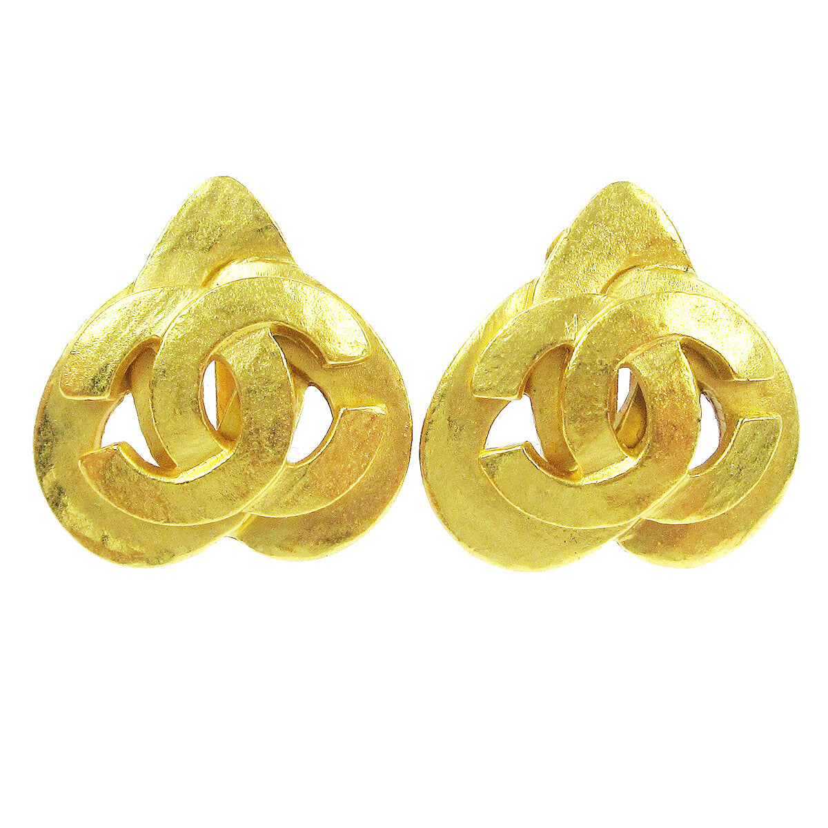 Chanel Vintage CC Heart Clip-On Earrings Metal Small