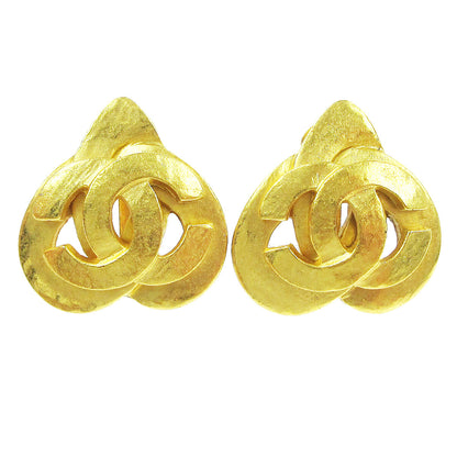 Chanel Vintage CC Heart Clip-On Earrings Metal Small