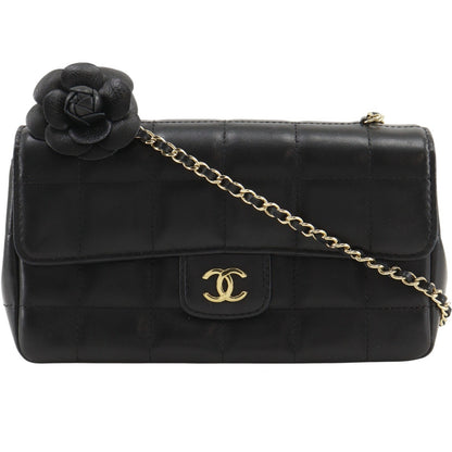 Chanel Camellia Chocolate Bar Flap Bag Quilted Lambskin Mini