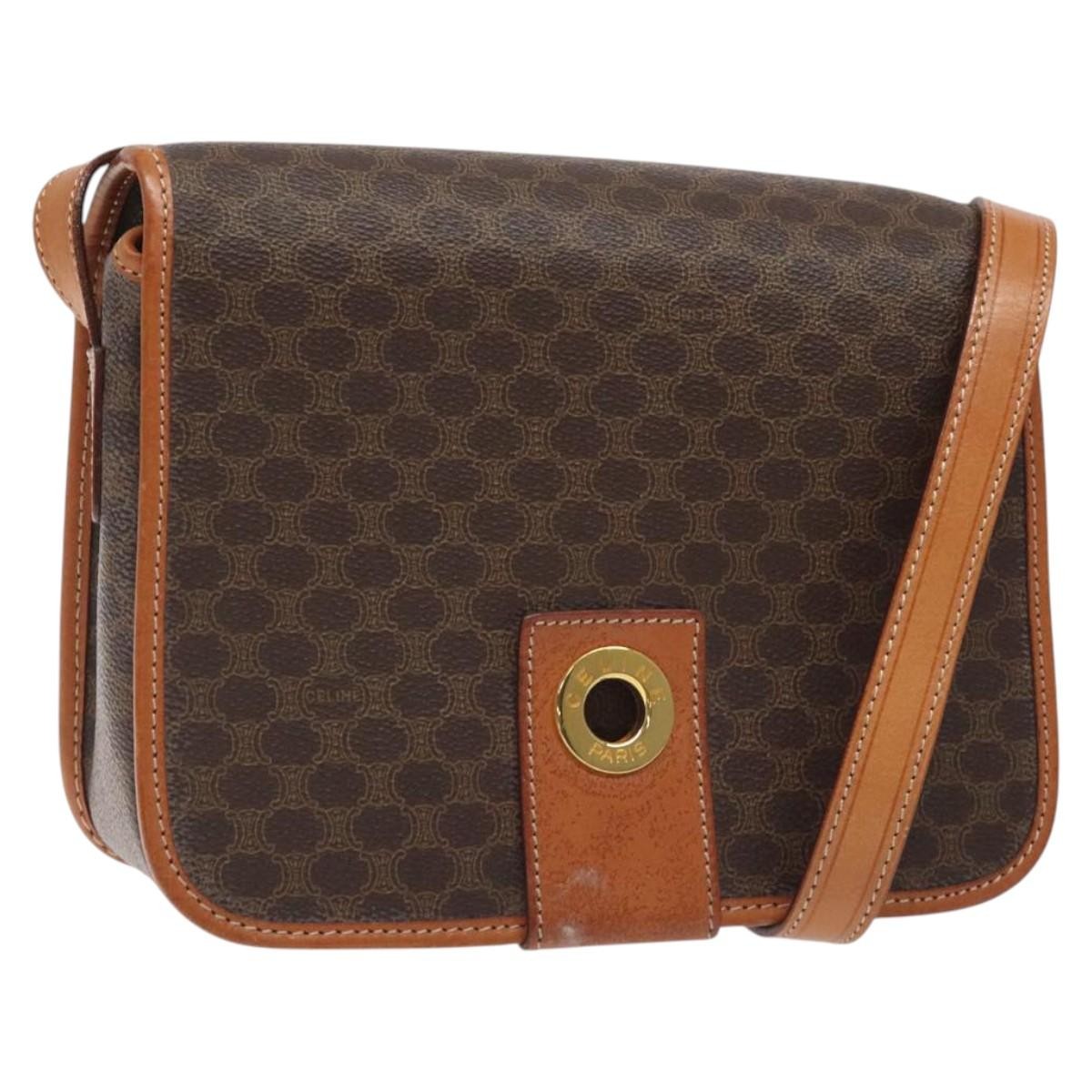 Celine Vintage Macadam Circle Logo Canvas and Leather Product Image