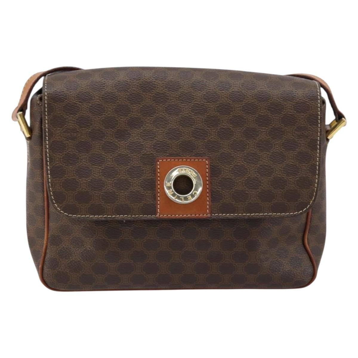 Celine Vintage Macadam Circle Logo Canvas and Leather Product Image