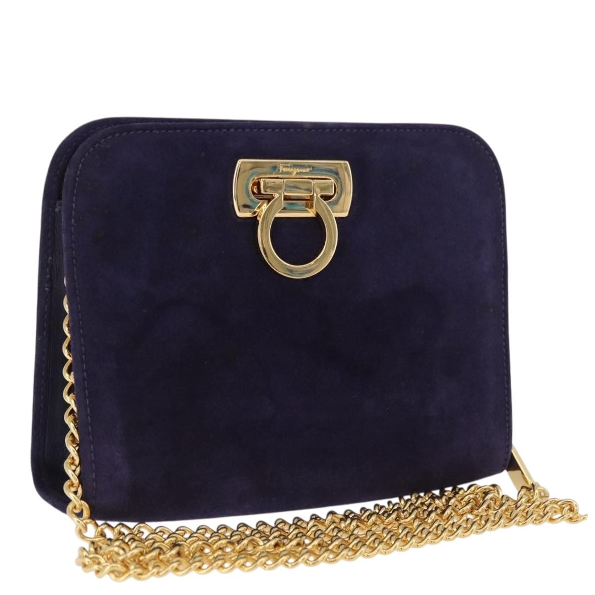 Salvatore Ferragamo Vintage Gancini Chain Suede Small