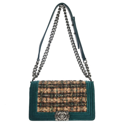 Chanel Boy Flap Quilted Tweed with Velvet Small