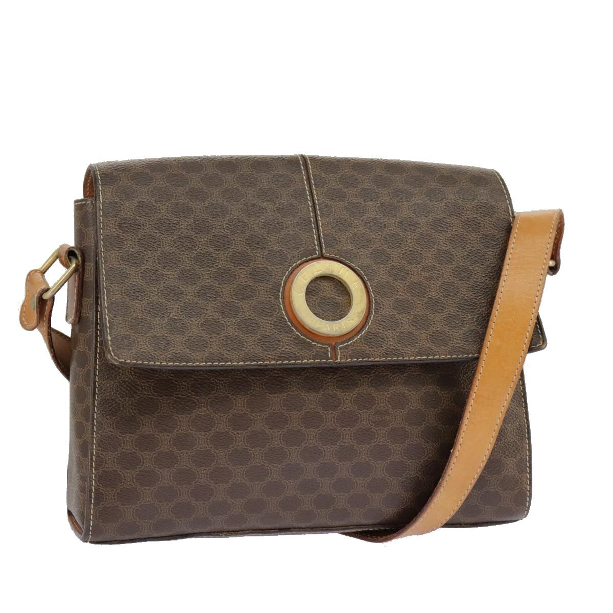 Celine Vintage Macadam Circle Logo Shoulder Bag Canvas and Leather Product Image