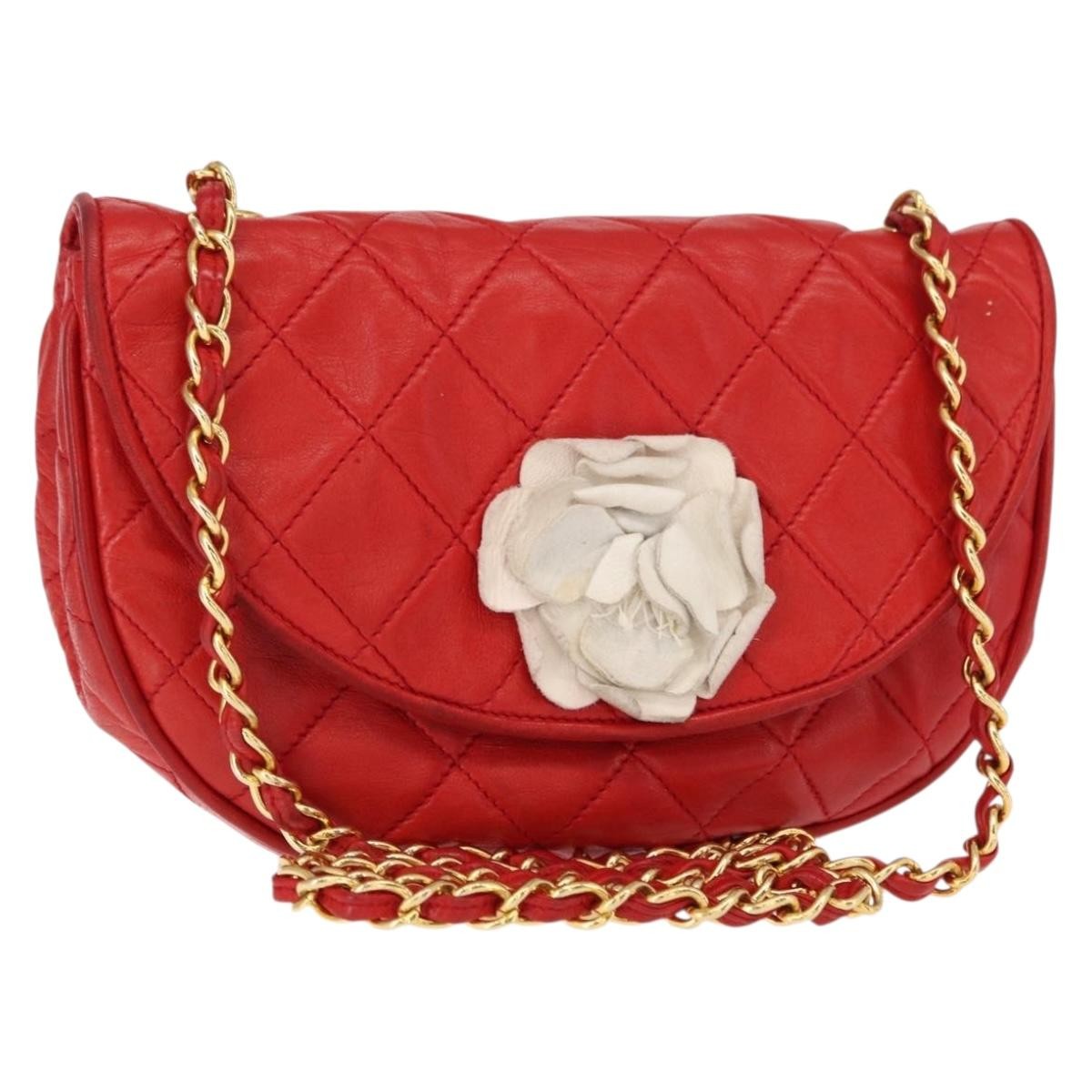 Chanel Camellia Rounded Clutch Satin and Leather Product Image