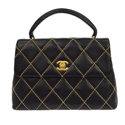Chanel Surpique Classic Top Handle Flap Quilted Lambskin Small