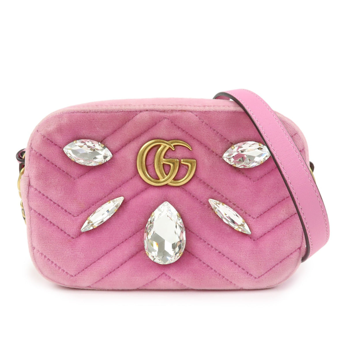 Gucci GG Marmont Crystal Embellished Matelasse Velvet Small