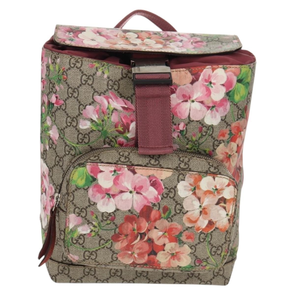 Gucci Buckle Backpack Blooms Print GG Coated Canvas Small