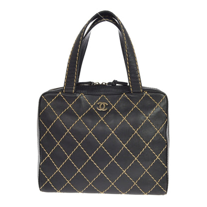 Chanel Surpique Zip Around Satchel Quilted Leather Medium