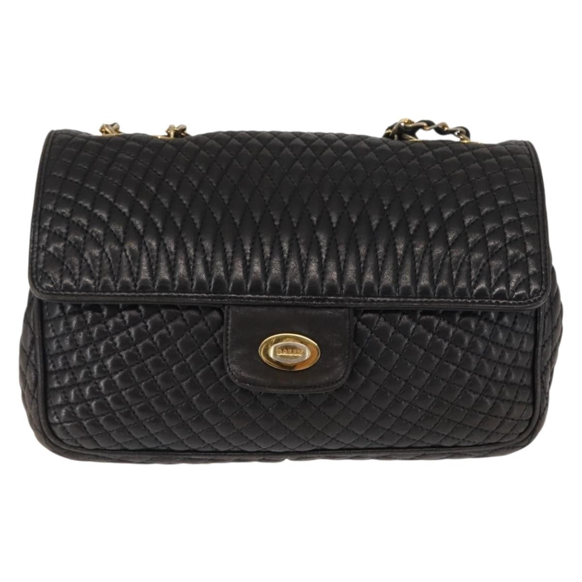 Bally Vintage Chain Shoulder Bag Quilted Leather Product Image