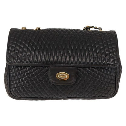 Bally Vintage Chain Shoulder Bag Quilted Leather Product Image