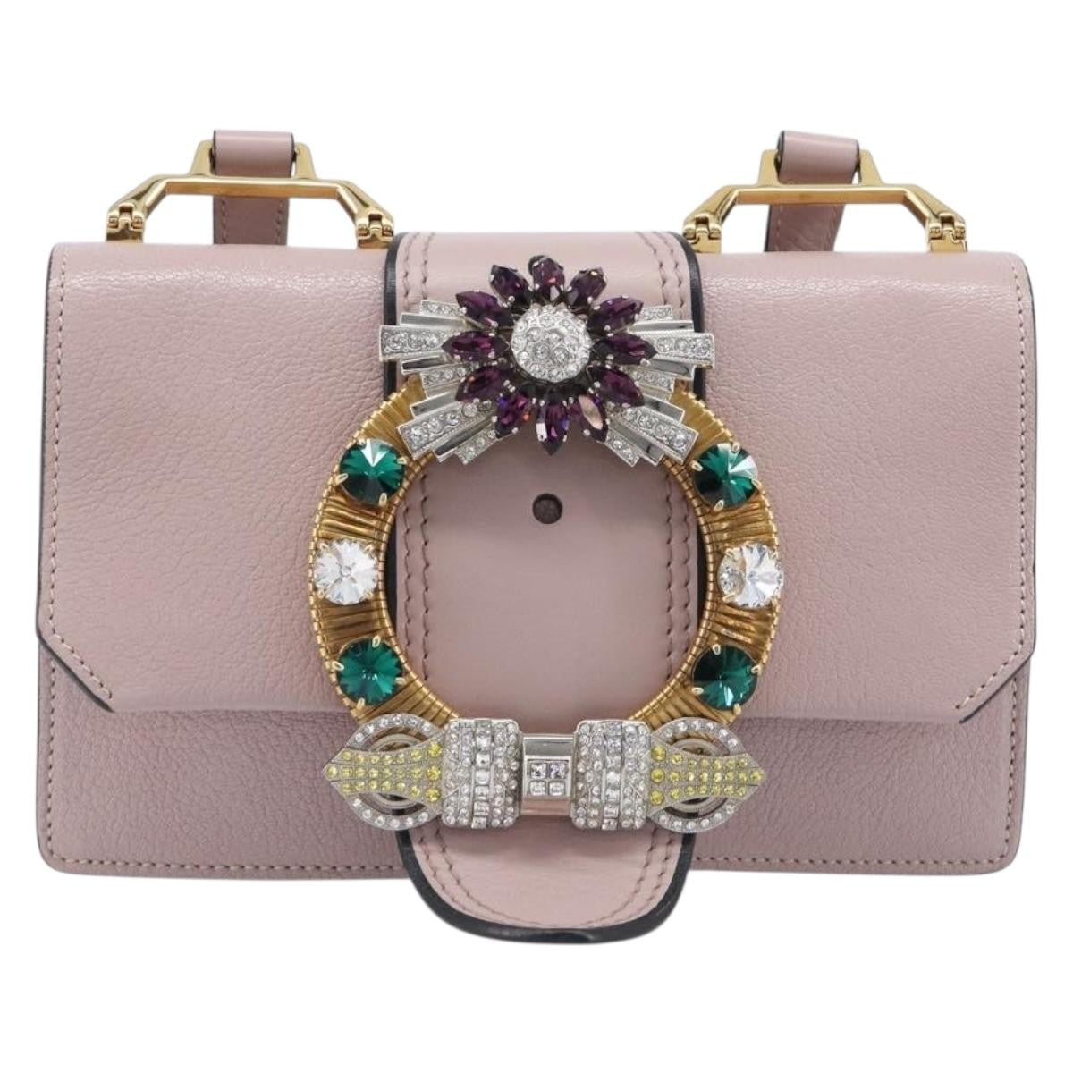 Miu Miu Madras Crystal Flap Leather Small