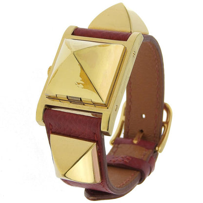 Hermes Medor Quartz Watch Plated Metal and Leather 23