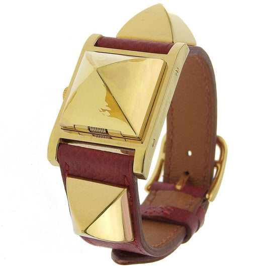 Hermes Medor Quartz Watch Plated Metal and Leather 23