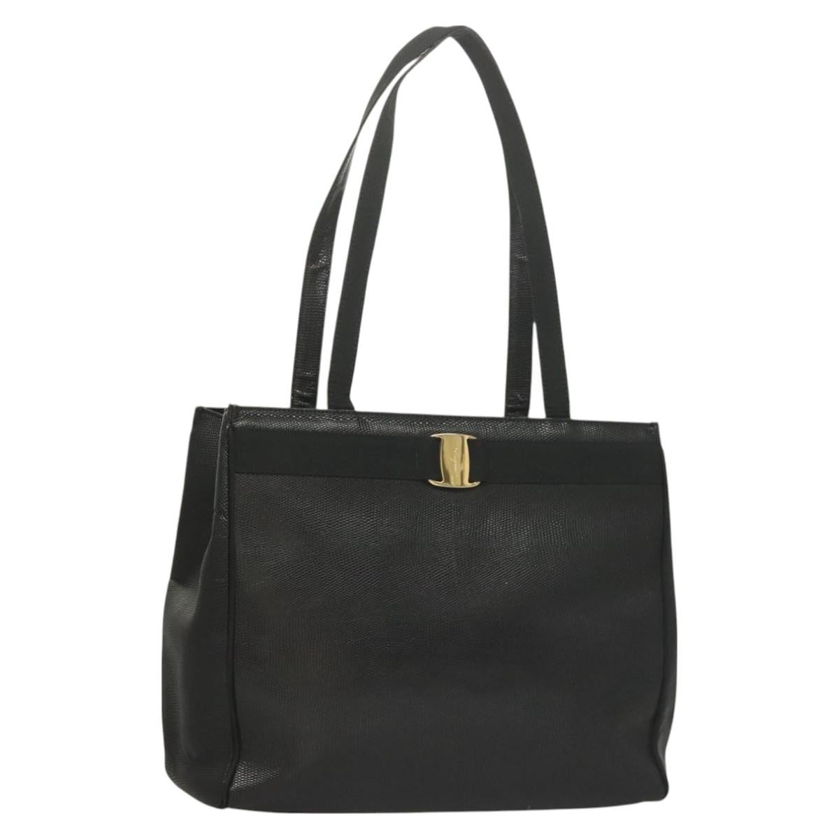 Salvatore Ferragamo Vintage Vara Bow Tote Lizard Embossed Leather Medium