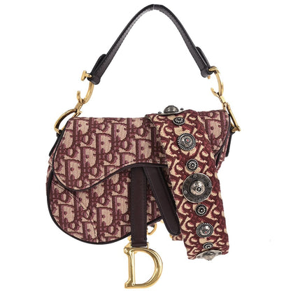 Christian Dior Saddle Logo Embroidered Canvas Medium