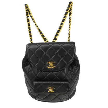 Chanel Duma Drawstring Backpack Quilted Leather Large