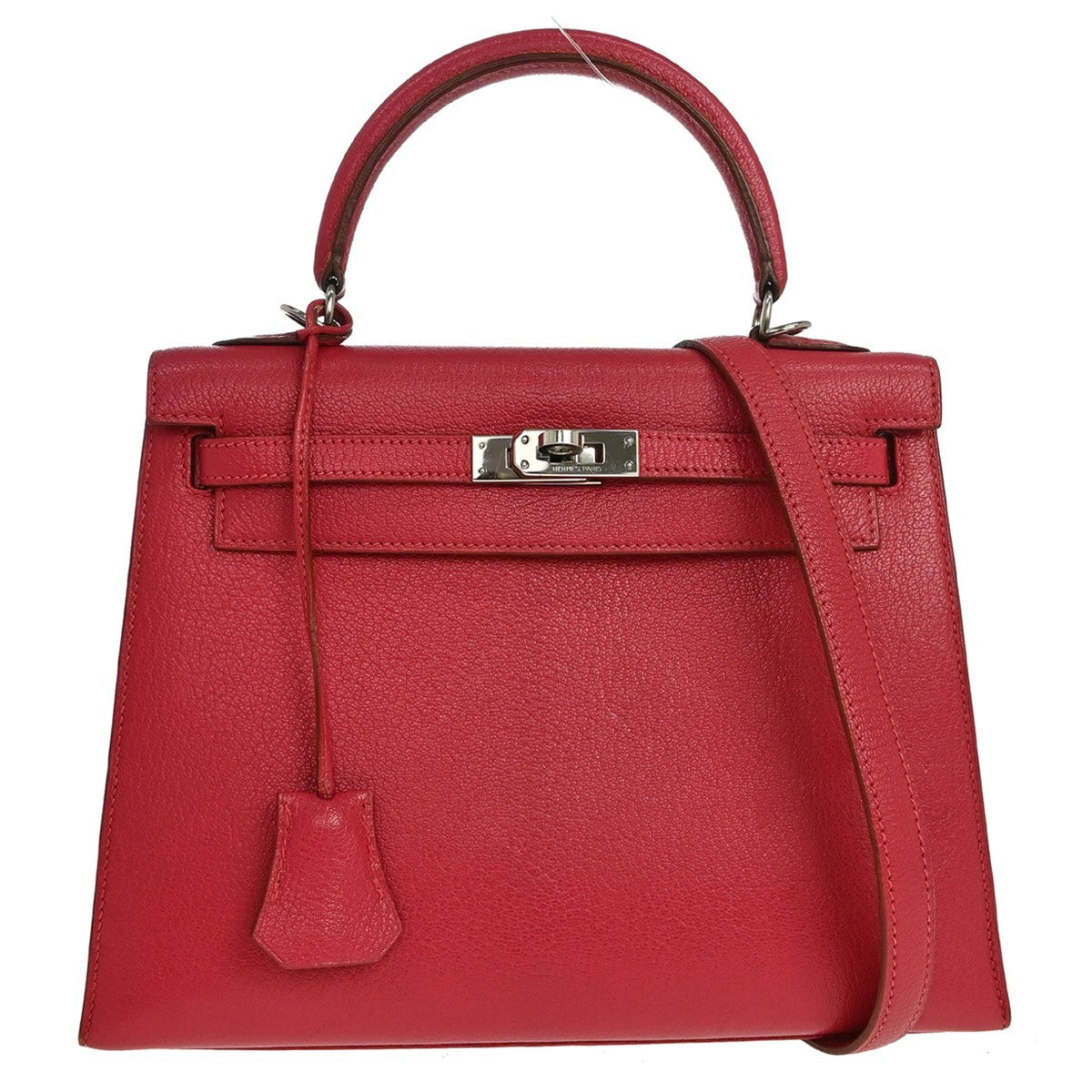 Hermes Kelly Red Chevre de Coromandel with Palladium Hardware 25