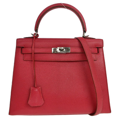 Hermes Kelly Red Chevre de Coromandel with Palladium Hardware 25
