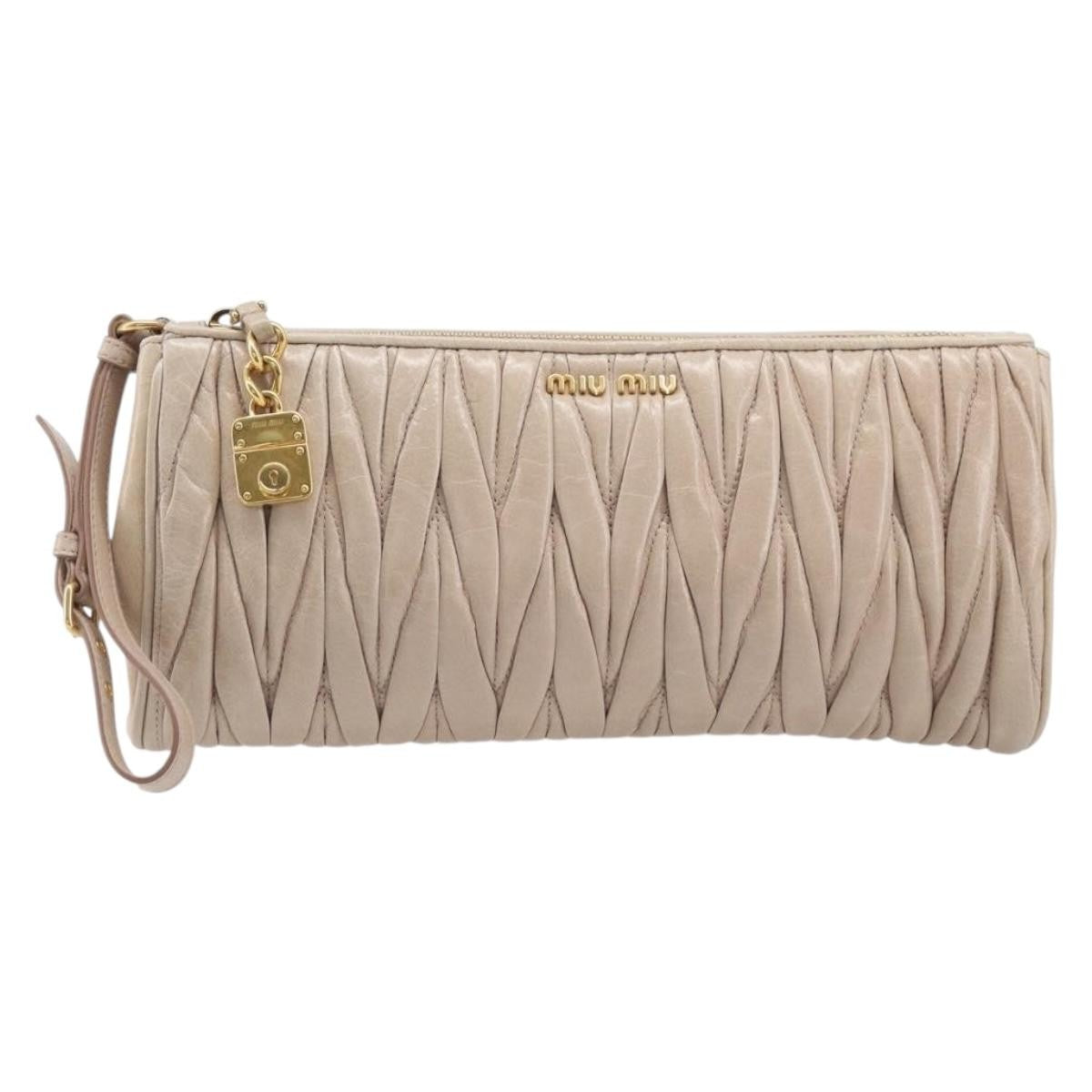 Miu Miu Zip Wristlet Matelasse Leather Product Image