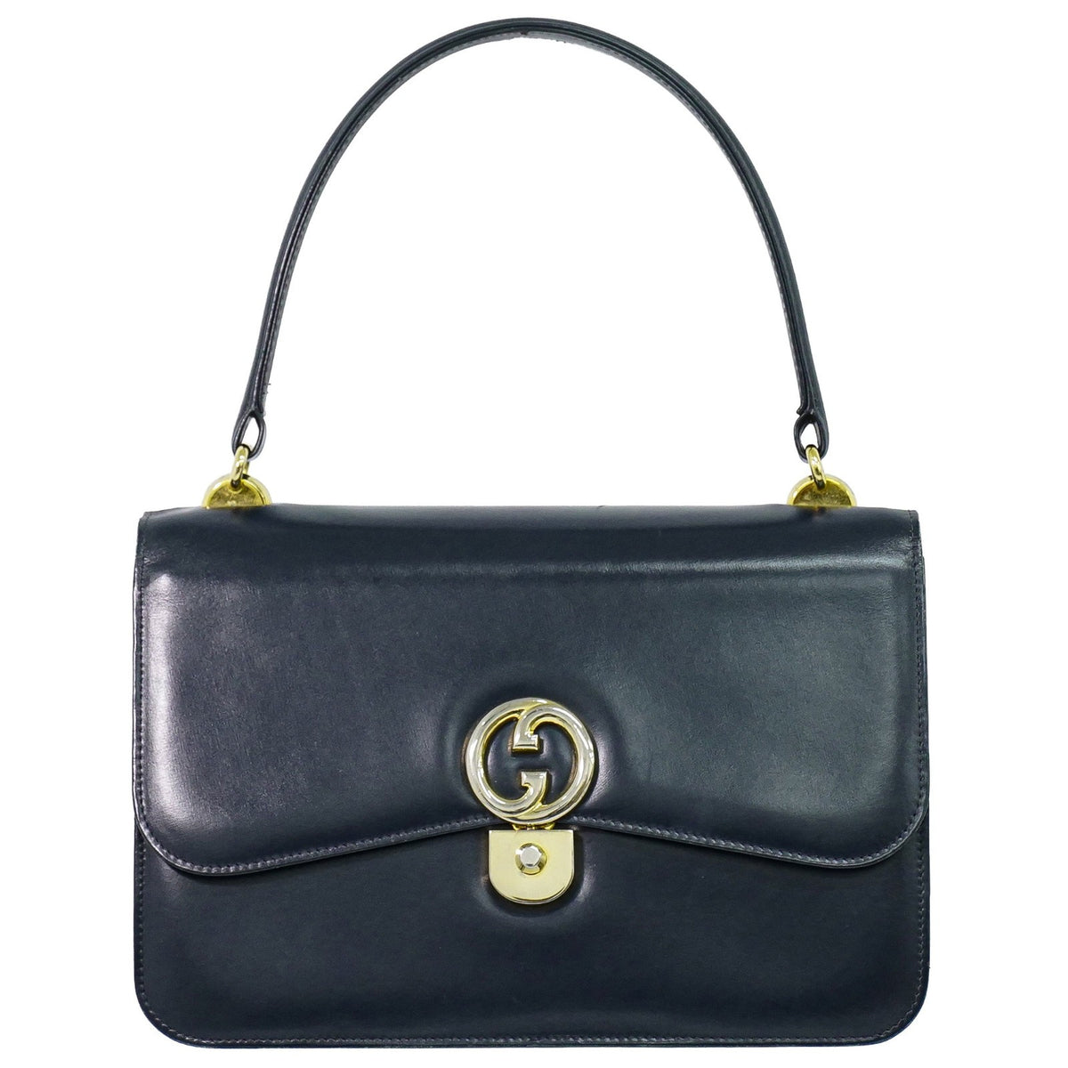 Gucci Vintage Top Handle Flap Leather with Chain Detail Small