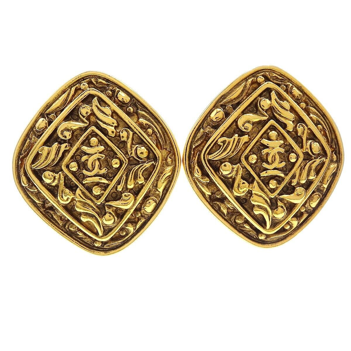 Chanel Vintage Diamond Clip-On Earrings Gold-plated Product Image