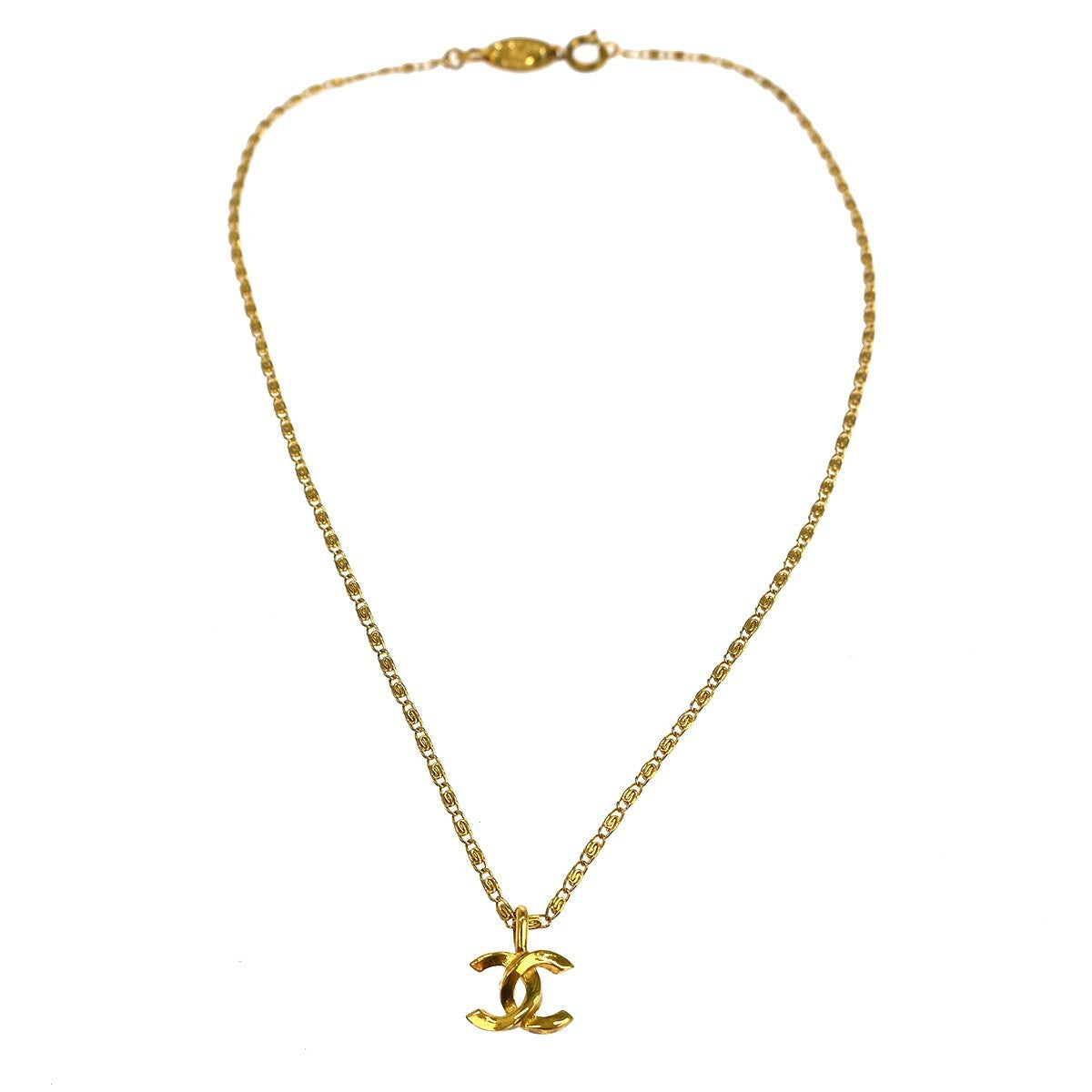 Chanel Vintage CC Pendant Metal with Crystals Large