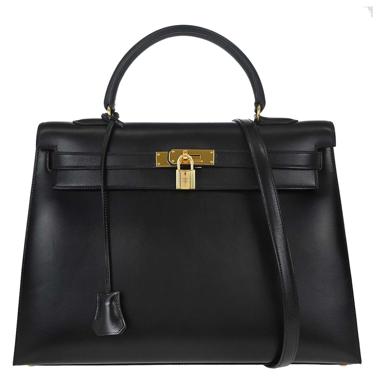 Hermes Kelly Black Box Calf with Gold Hardware 35