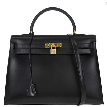 Hermes Kelly Black Box Calf with Gold Hardware 35