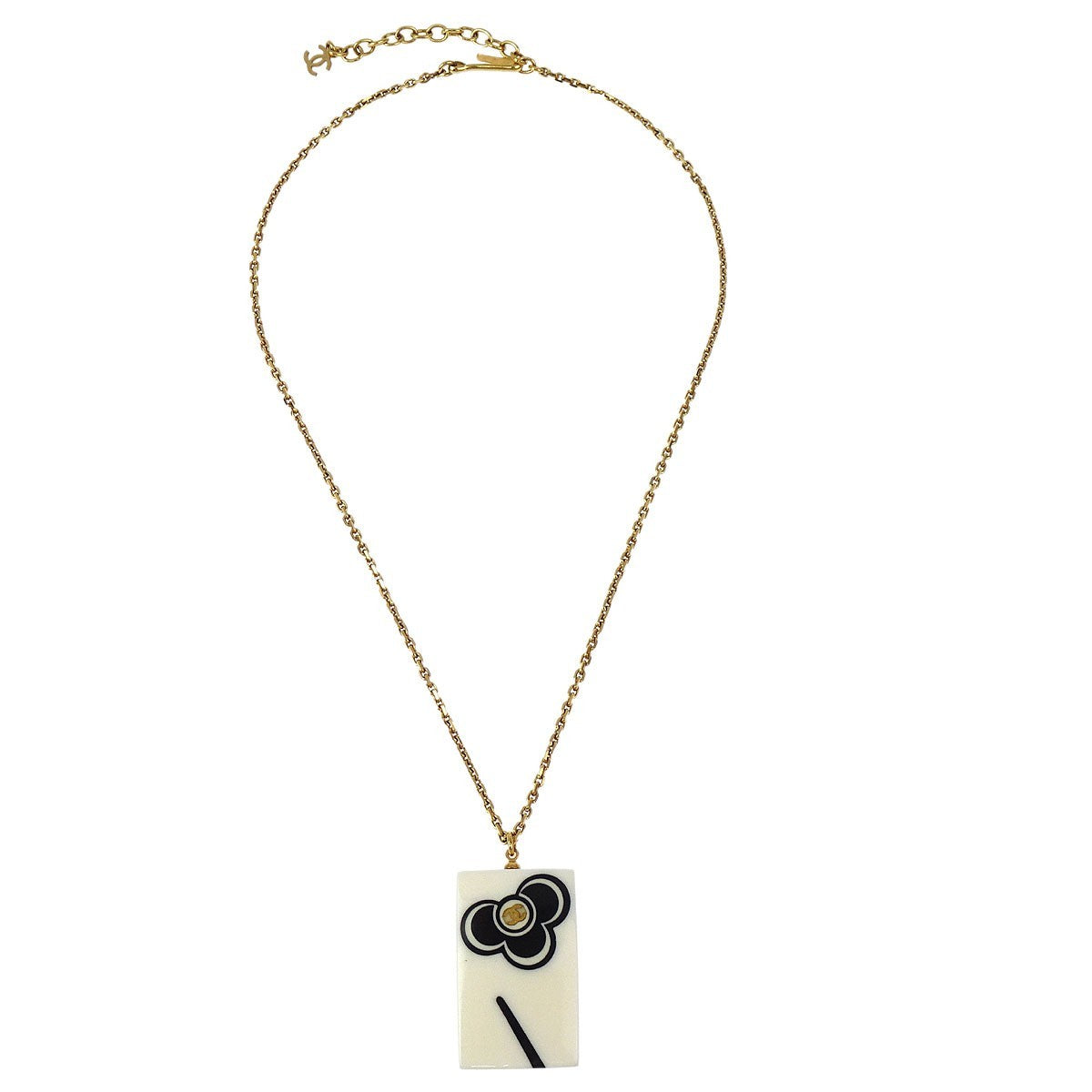 Chanel Vintage CC Rectangular Pendant Metal and Resin Product Image